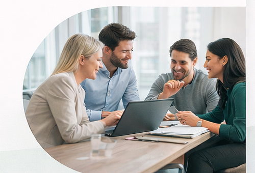 Lightway Solutions team collaborating around a conference table